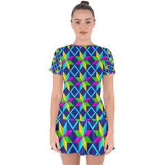 Pattern Star Abstract Background Drop Hem Mini Chiffon Dress