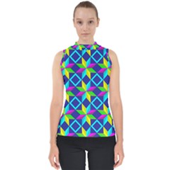 Pattern Star Abstract Background Mock Neck Shell Top by Pakrebo