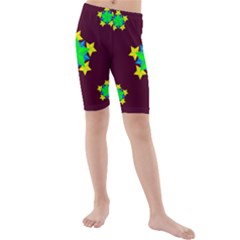 Pattern Star Vector Multi Color Kids  Mid Length Swim Shorts