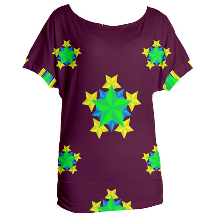 Pattern Star Vector Multi Color Women s Oversized Tee