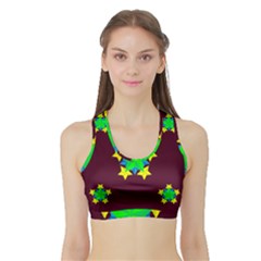 Pattern Star Vector Multi Color Sports Bra with Border