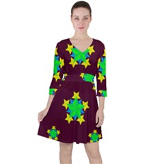 Pattern Star Vector Multi Color Ruffle Dress