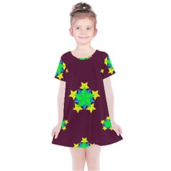 Pattern Star Vector Multi Color Kids  Simple Cotton Dress