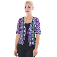 Geometric Patterns Triangle Seamless Cropped Button Cardigan by Pakrebo