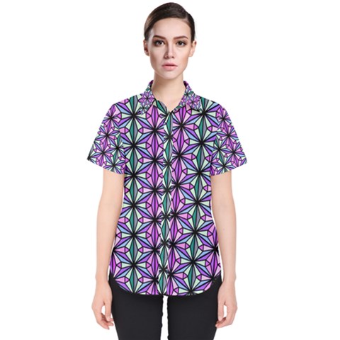 Geometric Patterns Triangle Seamless Women s Short Sleeve Shirt by Pakrebo