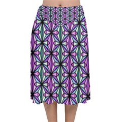 Geometric Patterns Triangle Seamless Velvet Flared Midi Skirt by Pakrebo