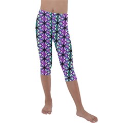 Geometric Patterns Triangle Seamless Kids  Lightweight Velour Capri Leggings  by Pakrebo