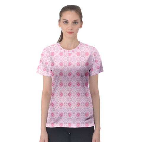 Traditional Patterns Pink Octagon Women s Sport Mesh Tee by Pakrebo