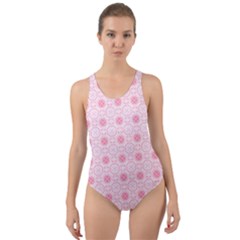 Traditional Patterns Pink Octagon Cut-out Back One Piece Swimsuit by Pakrebo