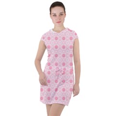 Traditional Patterns Pink Octagon Drawstring Hooded Dress