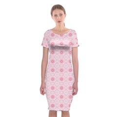 Traditional Patterns Pink Octagon Classic Short Sleeve Midi Dress by Pakrebo