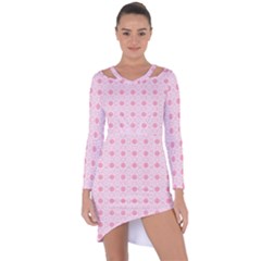 Traditional Patterns Pink Octagon Asymmetric Cut-out Shift Dress by Pakrebo