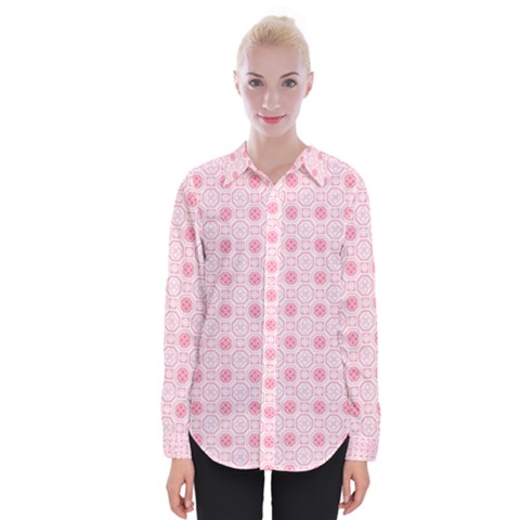 Traditional Patterns Pink Octagon Womens Long Sleeve Shirt by Pakrebo