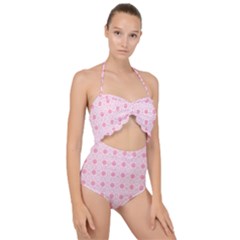 Traditional Patterns Pink Octagon Scallop Top Cut Out Swimsuit by Pakrebo