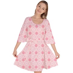 Traditional Patterns Pink Octagon Velour Kimono Dress