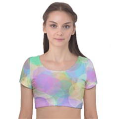 Abstract Background Texture Velvet Short Sleeve Crop Top  by Pakrebo