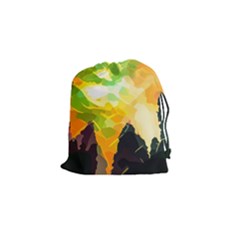 Forest Trees Nature Wood Green Drawstring Pouch (small) by Pakrebo