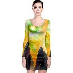 Forest Trees Nature Wood Green Long Sleeve Bodycon Dress