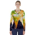 Forest Trees Nature Wood Green V-Neck Long Sleeve Top View1