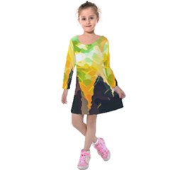 Forest Trees Nature Wood Green Kids  Long Sleeve Velvet Dress by Pakrebo