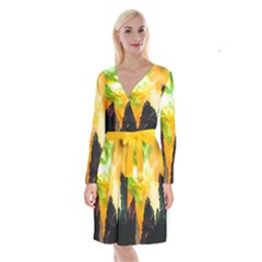 Forest Trees Nature Wood Green Long Sleeve Velvet Front Wrap Dress by Pakrebo