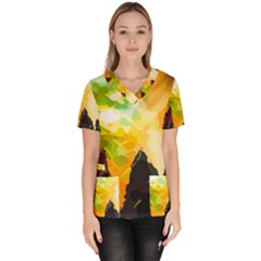 Forest Trees Nature Wood Green Women s V-neck Scrub Top by Pakrebo