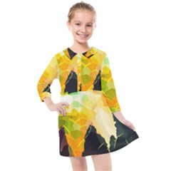 Forest Trees Nature Wood Green Kids  Quarter Sleeve Shirt Dress by Pakrebo