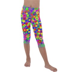 Neon Dots Kids  Lightweight Velour Capri Leggings 