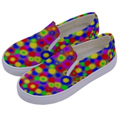 Neon Dots Kids  Canvas Slip Ons by PurpleDuckyDesigns