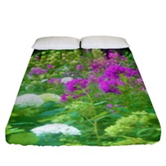 Annabella Hydrangeas And Purple Garden Landscape Fitted Sheet (queen Size) by myrubiogarden