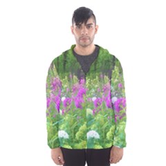 Annabella Hydrangeas And Purple Garden Landscape Hooded Windbreaker (men)