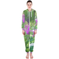 Annabella Hydrangeas And Purple Garden Landscape Hooded Jumpsuit (ladies) 