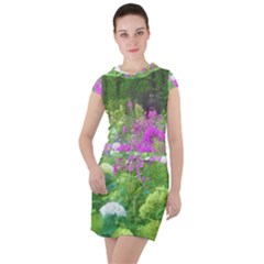 Annabella Hydrangeas And Purple Garden Landscape Drawstring Hooded Dress