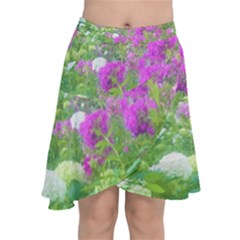 Annabella Hydrangeas And Purple Garden Landscape Chiffon Wrap Front Skirt by myrubiogarden