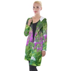 Annabella Hydrangeas And Purple Garden Landscape Hooded Pocket Cardigan