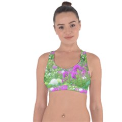 Annabella Hydrangeas And Purple Garden Landscape Cross String Back Sports Bra by myrubiogarden