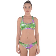 Annabella Hydrangeas And Purple Garden Landscape Cross Back Hipster Bikini Set by myrubiogarden