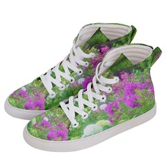 Annabella Hydrangeas And Purple Garden Landscape Women s Hi-top Skate Sneakers by myrubiogarden