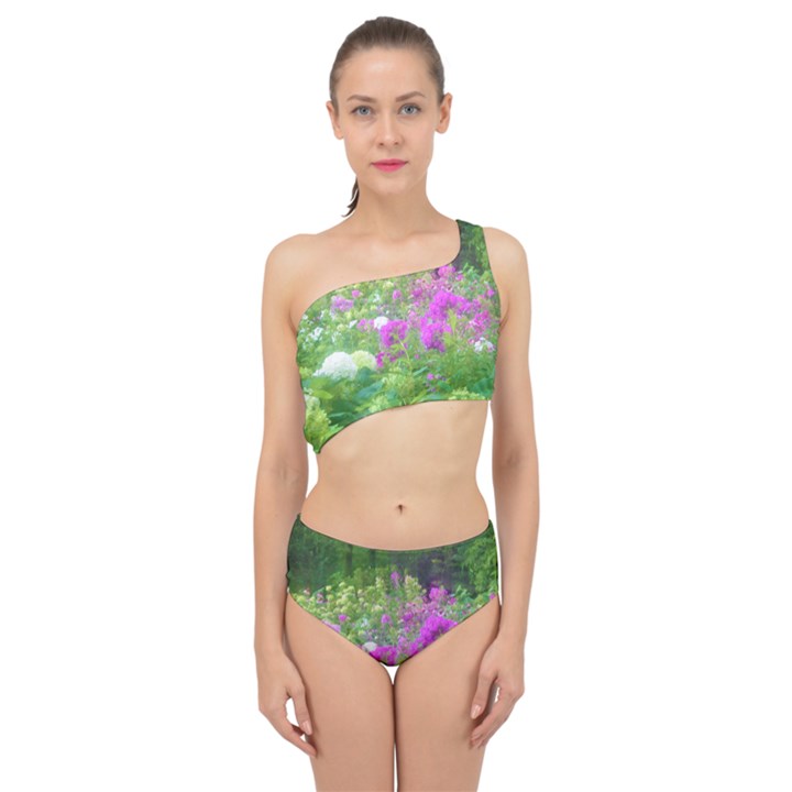 Annabella Hydrangeas And Purple Garden Landscape Spliced Up Two Piece Swimsuit