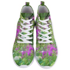 Annabella Hydrangeas And Purple Garden Landscape Men s Lightweight High Top Sneakers by myrubiogarden