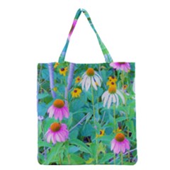 White And Purple Coneflowers And Yellow Rudbeckia Grocery Tote Bag by myrubiogarden