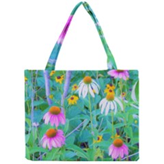 White And Purple Coneflowers And Yellow Rudbeckia Mini Tote Bag by myrubiogarden