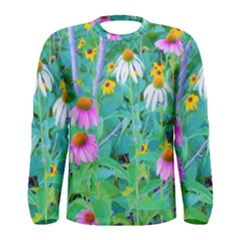 White And Purple Coneflowers And Yellow Rudbeckia Men s Long Sleeve Tee