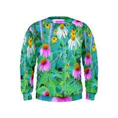 White And Purple Coneflowers And Yellow Rudbeckia Kids  Sweatshirt