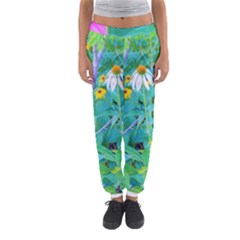 White And Purple Coneflowers And Yellow Rudbeckia Women s Jogger Sweatpants by myrubiogarden