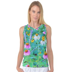 White And Purple Coneflowers And Yellow Rudbeckia Women s Basketball Tank Top by myrubiogarden