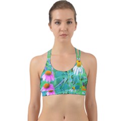 White And Purple Coneflowers And Yellow Rudbeckia Back Web Sports Bra by myrubiogarden