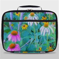 White And Purple Coneflowers And Yellow Rudbeckia Full Print Lunch Bag by myrubiogarden