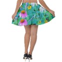 White And Purple Coneflowers And Yellow Rudbeckia Velvet Skater Skirt View2