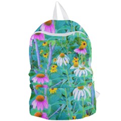 White And Purple Coneflowers And Yellow Rudbeckia Foldable Lightweight Backpack by myrubiogarden